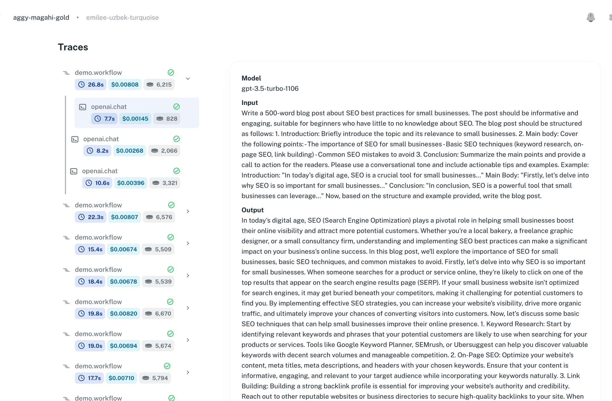 Comprehensive Tracing Dashboard